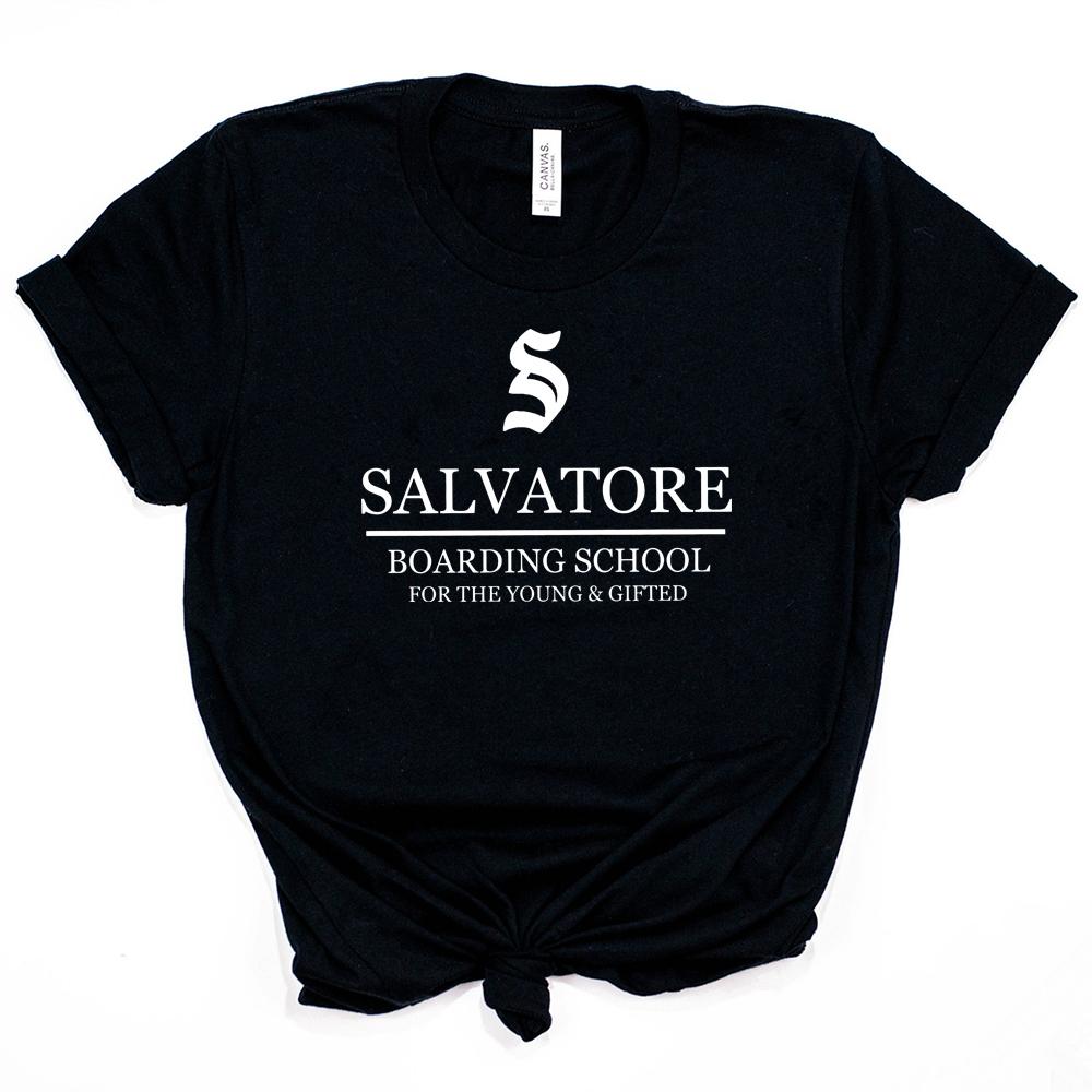 Salvatore Boarding School Tshirt TV Show TVD Vampire Diaries Tees Damon Stefan Salvatore Shirt Mystic Falls Vampire Fans Gift