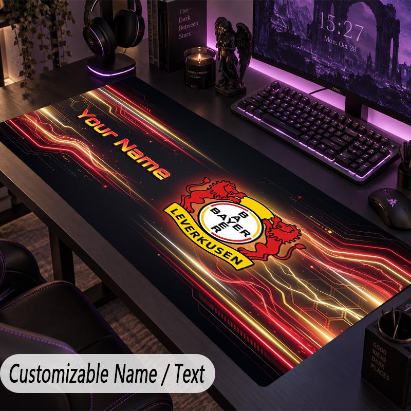 Large Mouse PadBayer Leverkusen Football Custom Name Text Personalized Desk Mat Non Slip Gaming Pad