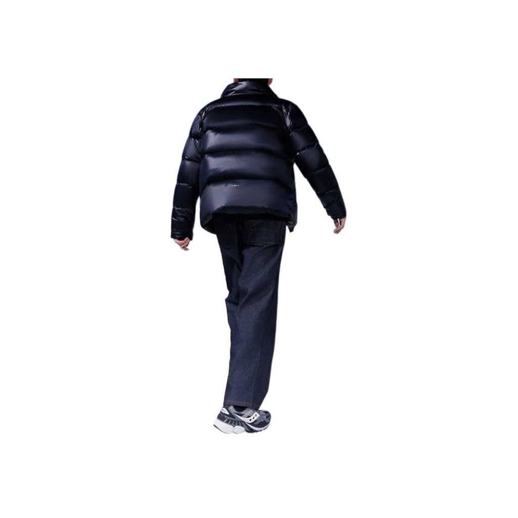 Saucony Urban Commuting Series Stand Collar Zipper Solid Color Logo Design Long Sleeve Down Jacket Men Outerwear Bright-Black SC2220002C-MT03