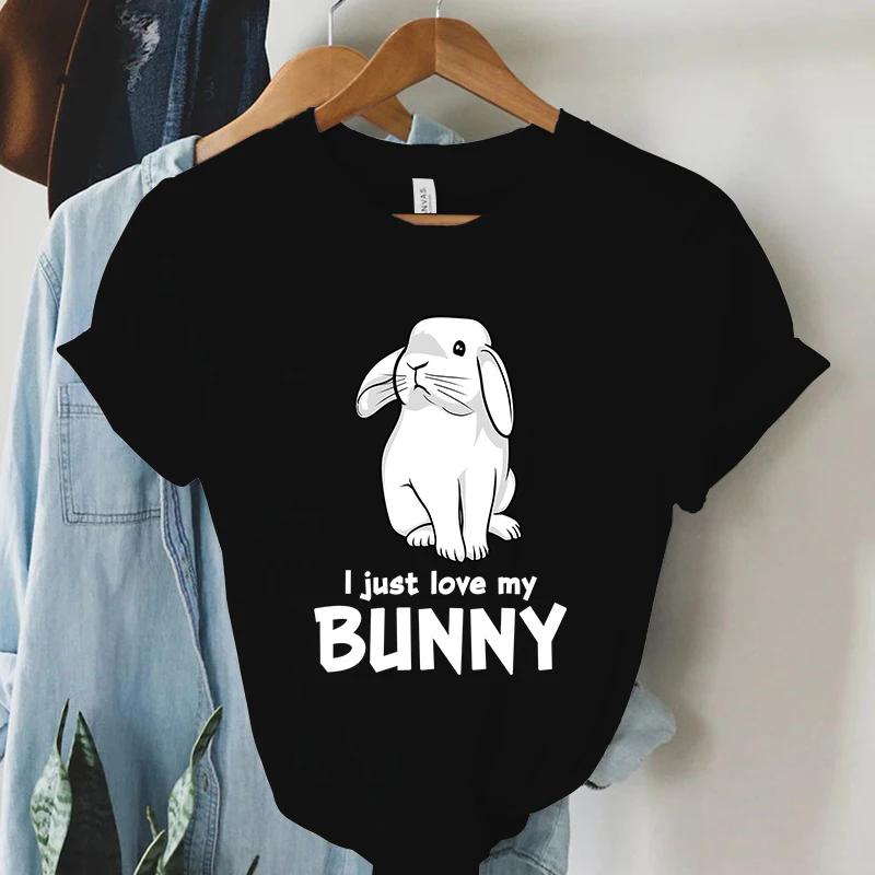 I Just Love My Bunny Print Unisexs Clothing Summer 2023 Funny Animal Tshirts Kawaii Short Sleeve T Shirt Unisex Streetwear Tops
