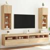 VidaXL TV Furniture with LED Lights 2 Pcs, Wall-Mounted TV Cabinets, TV Furniture with Storage Living Room Room 837006