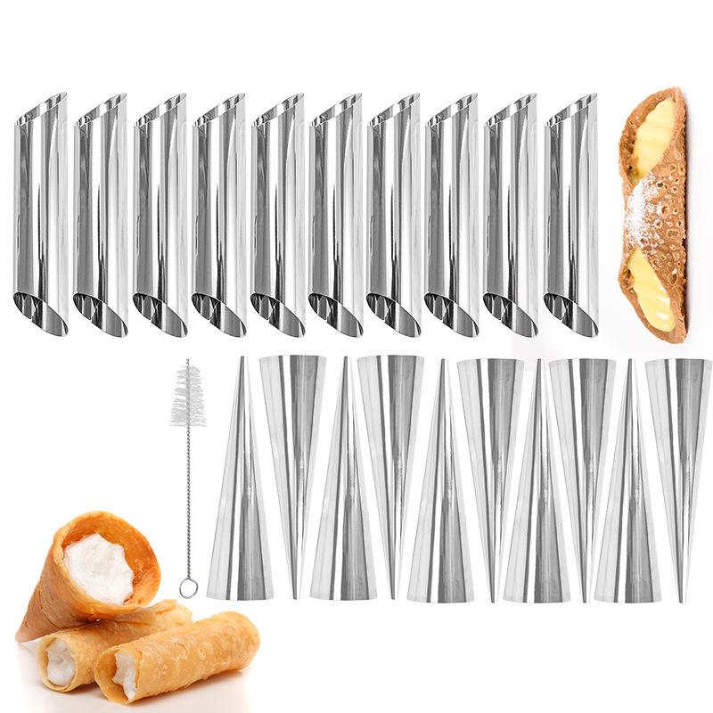 Stainless Steel Conical Danish Tube Mold, DIY Baking Croissant Mold, Ice Cream Cone-shaped Flat Tip Large Screw-shaped Bread Mold