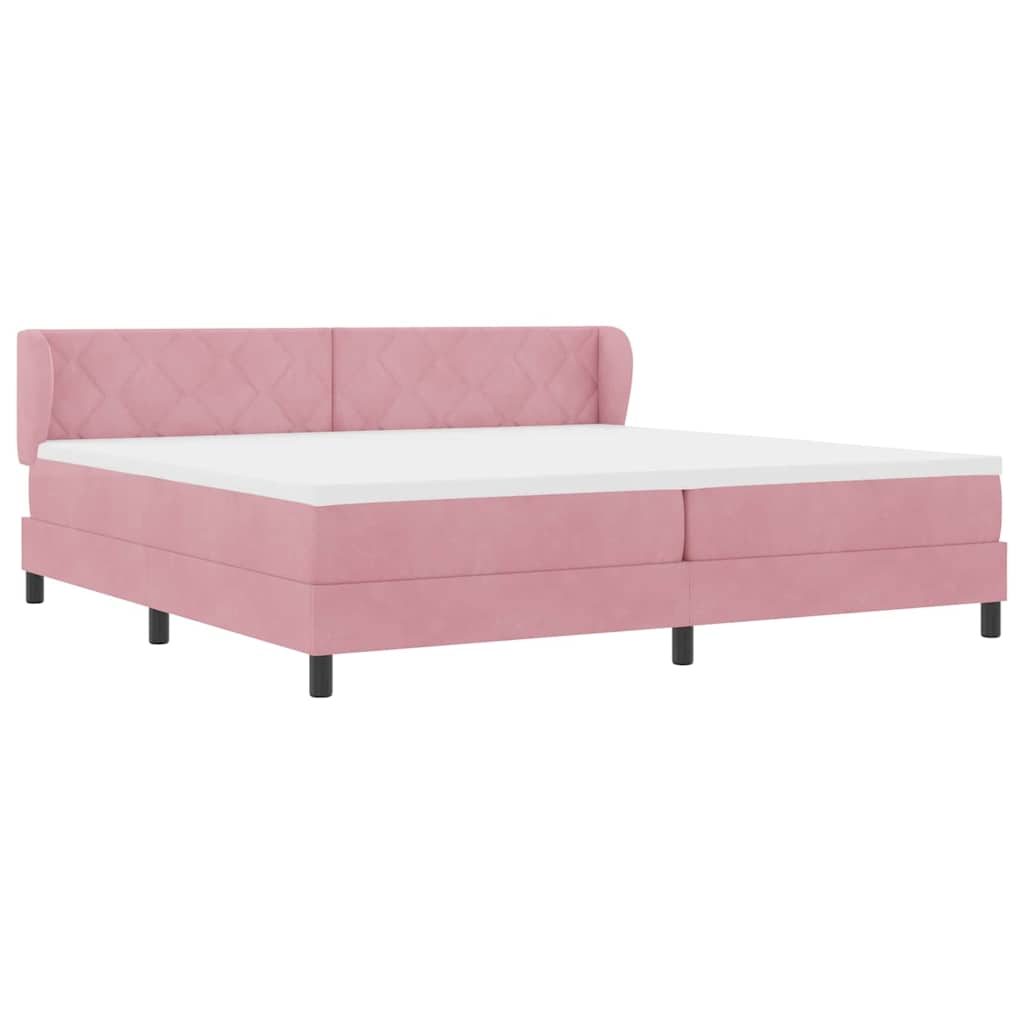 Boxspring Bed with Headboard Pink 200 X 200 Cm Velvet