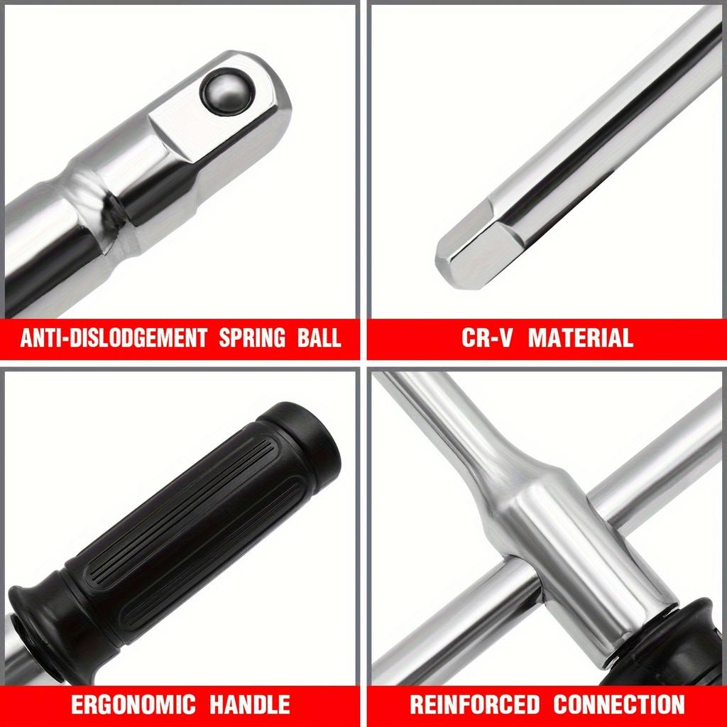 16''Extended Lug Wrench with Blow Storage Case 4 Way Wheel Nut Wrench with Standard Sockets(17mm 19mm 21mm&23mm)Tire Iron Wrench