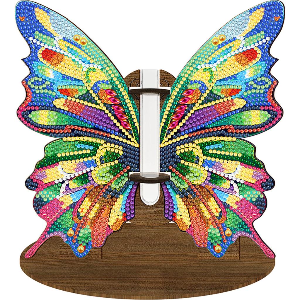 Wood Butterfly Diamond Painting Vase Diamond Painting Tabletop Ornaments Kit Rhinestones Desktop Ornaments for Home Office Decor
