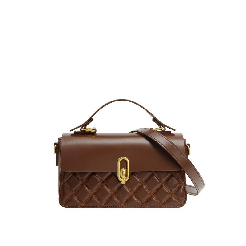 Leather Light Luxury Small Bag Summer New Daily Commute Casual Versatile Fashion Diamond Square Bag