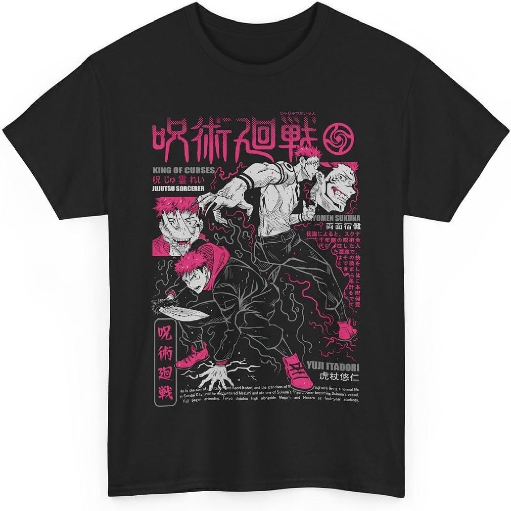 

Футболка унисекс с аниме Сукуна из Jujutsu Kaisen, Риомен, японский хлопок, JJK M-61 XXXXXL чёрный