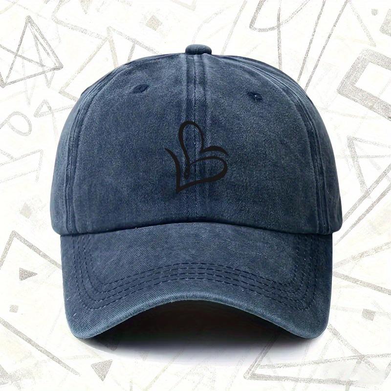 A Vintage Washed Hat Featuring a Heart Shape Suitable for Both Men And Women This Solid Baseball Cap Is Perfect for All Season