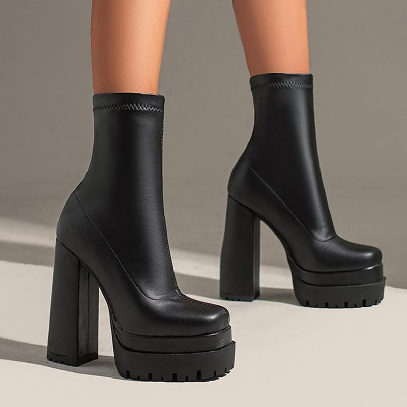 Sexy Platform Women's Ankle Boots Stripper Gothic High Heels Ankle Boot For Women Black White Party Fetish Shoes Large Size 45