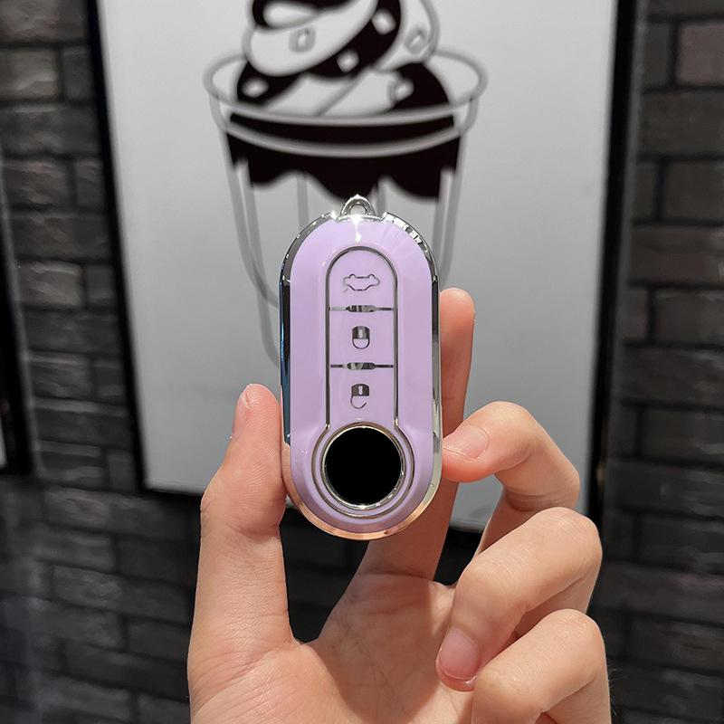 

Чехол-накладка из ТПУ для откидного ключа автомобиля для Fiat Ducato 500 500L Panda Grande Punto Lancia Musa Автомобильный корпус Держатель брелока Аксессуары фиолетовый