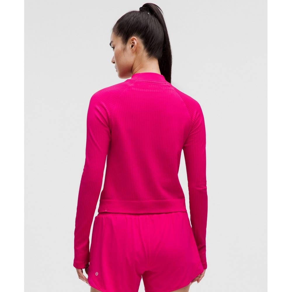 Lululemon Rest Less Cropped Half Zip Colour Rib Passionate Passionate