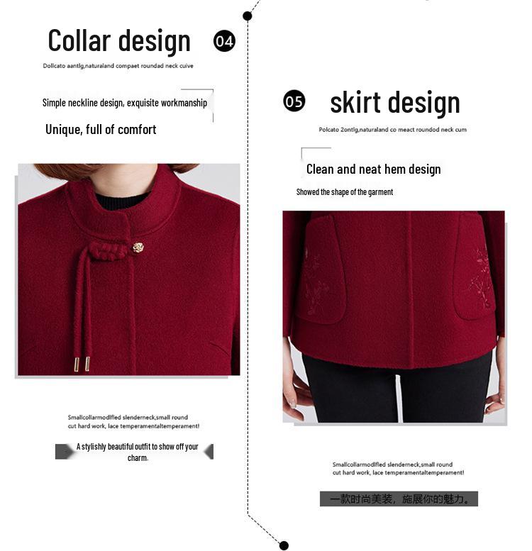 Petite Wool Coat for Women: Autumn/Winter Fashion, Middle-Aged & Elderly, Short Double-Sided Cashmere