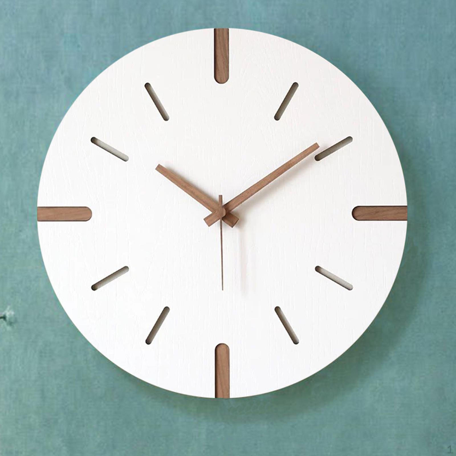 

Wooden Wall Clock Decor Analog Non Numeric Marks Simple Minimalist for Home Commercial