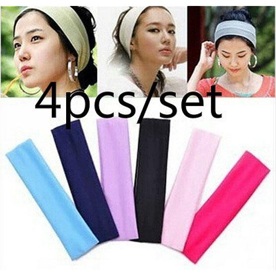 4pcs/setWomen Sports Yoga Variety Hair Band Hair Belt Elastic Beam Hair Towel Ornaments Hoop