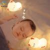 Soft Silicone Cat Seven Colors LED Night Lights USB Rechargeable Children Baby Kids Floor Lamp Creative Cartoon Room Decor Light