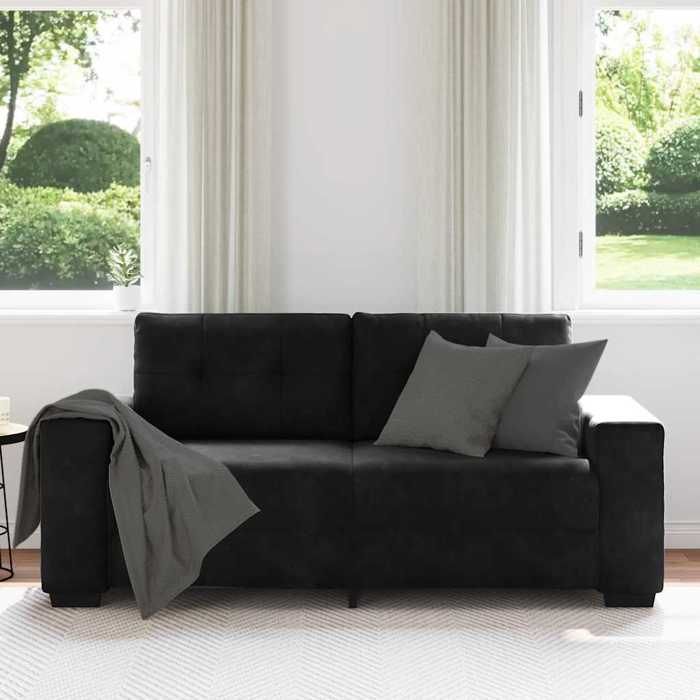 VidaXL Loveseat Sofa Black 140 Cm Velvet, Two-seater Sofa, Divan, Living Room Seat, Sofa, Upholstered Sofa, Sofa 2 4105127