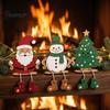 Durable Wooden Xmas Crafts 3Pcs 2D Christmas Hanging Ornaments, Cartoon Santa Snowman Tree Figurines Holiday Decorations for Home with Leg Design,