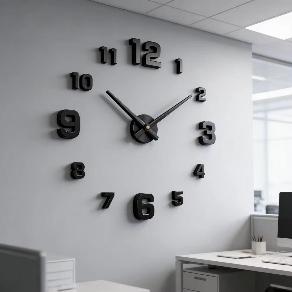 High Quality Modern Design Large Wall Clock 3D DIY Acrylic Night light Arrows Decal Frameless Wall Decoration Home Silent Clock
