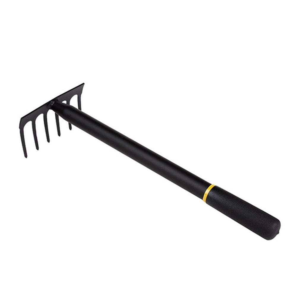 6 Tines Metal Garden Cultivator Rake Small Tiller Tools Garden Tool Set Garden Hand Rake Manganese Steel Rake