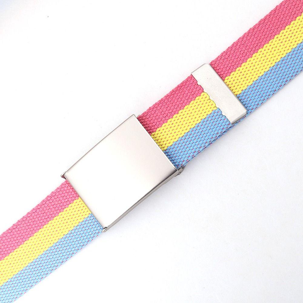 Adjustable Canvas Belt Colorful Nylon Braided Belt Fashion Metel Buckle Belt  Unisex