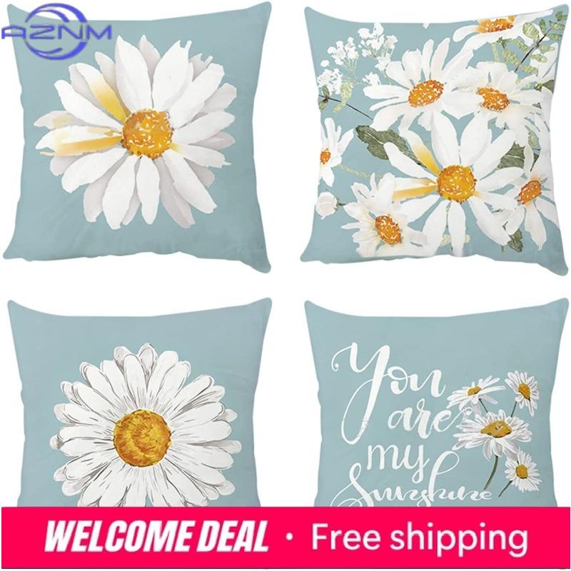 Shunika Chen Unisex Daisy Cushion Cover Sofa Bed Autumn Decor Pillow Garden Outdoor Home