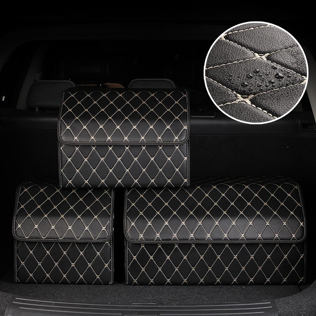 Organizer do bagażnika samochodu luksusowy składany bagażnik samochodowy schludny schowek Wodoodporny organizer do bagażnika samochodowego PU do samochodu
