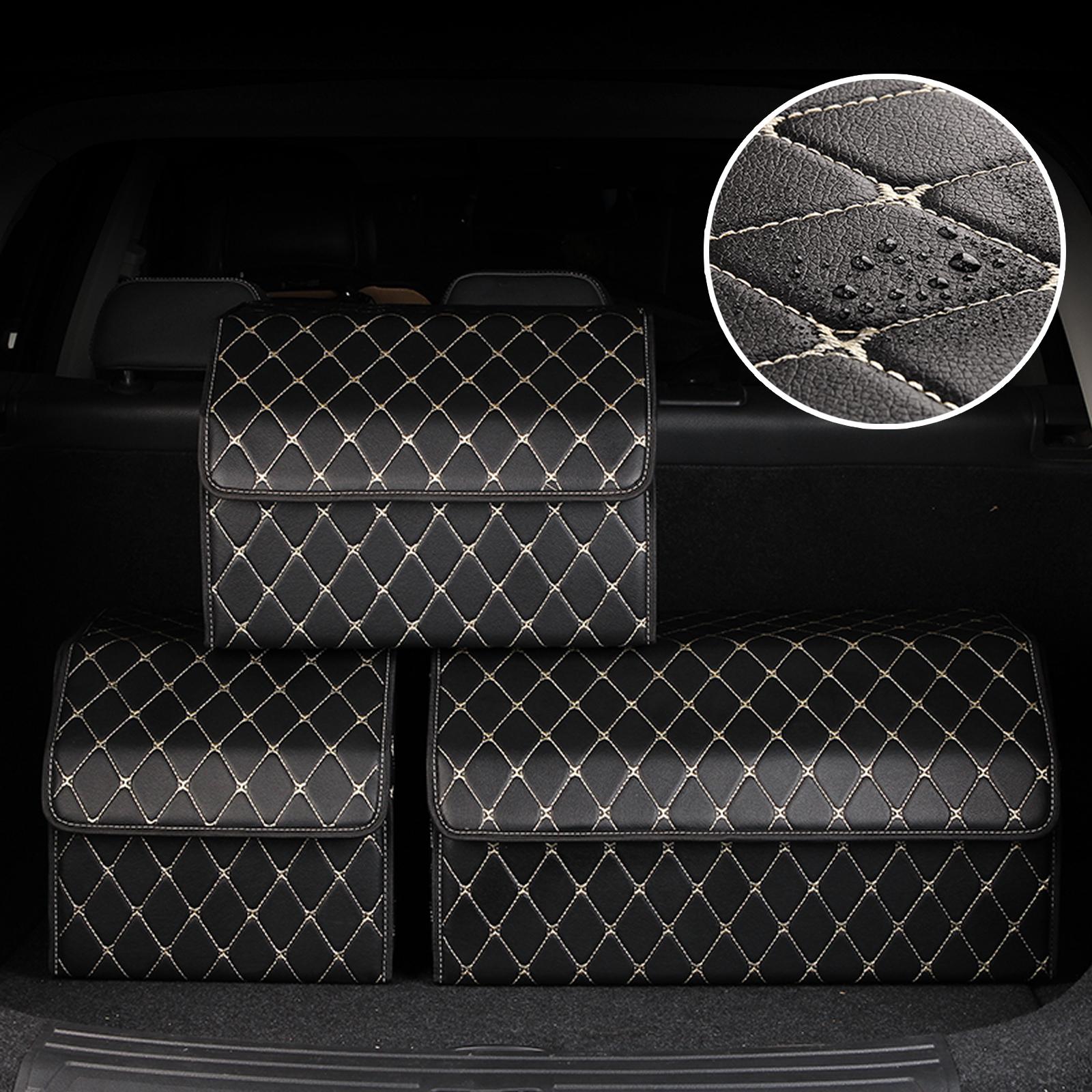 

Органайзер для багажника автомобиля, роскошный складной органайзер для багажника автомобиля, аккуратный ящик для хранения, водонепроницаемый органайзер для хранения багажника автомобиля из искусственной кожи для автомобиля 40x30x30cm чёрный