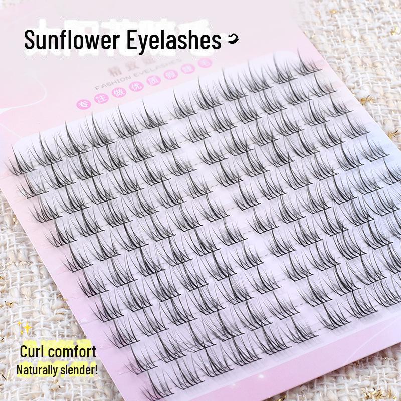 Taihua Yanghua Natural Comic Cluster False Eyelashes - Pre-Cut, Thin Stem, Daily Wear