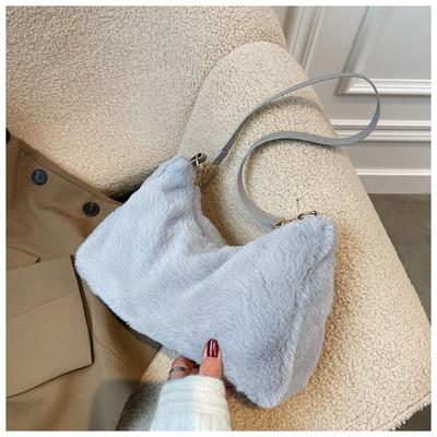 Luxury Faux Fur Fashion Mini Tote Bag Women Handbags Designer Lady Purses Fluffy Soft Plush Shopper Bag Warm Winter
