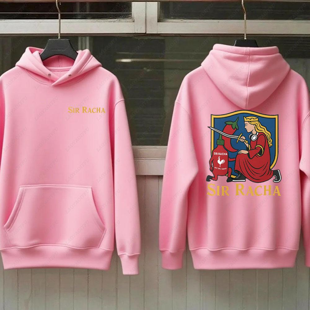 Sir Racha Man Woman 2 SidedHoodies Sri Racha Medieval Art Pullover Sriracha Fan Merch Retro Medieval Graphic Sweatshirt Hoodie