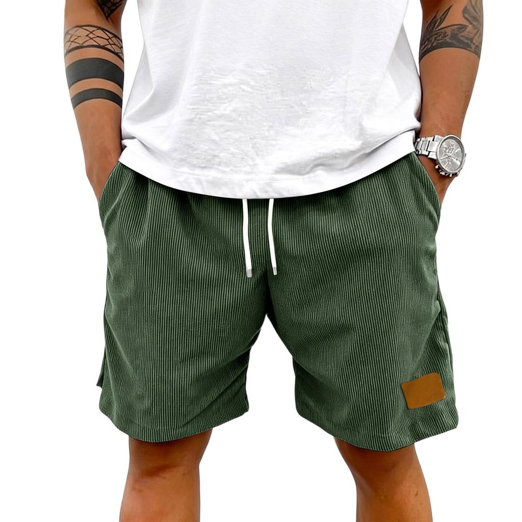 Men's Corduroy Casual Shorts | Elastic Drawstring Waist Shorts With Multi Pockets For Daily Wear