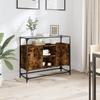 VidaXL Buffet with Glass Top Smoked Oak Engineered Wood, Storage Furniture, Kitchen Storage Furniture, Furniture 846071