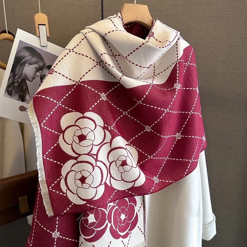 Nový Zimný Hrejivý Kašmírový Šál Dámsky Šál Pashmina Hrubý Šál Deka Bufanda Cestovný Šál Dámsky Vzorovaný Šál