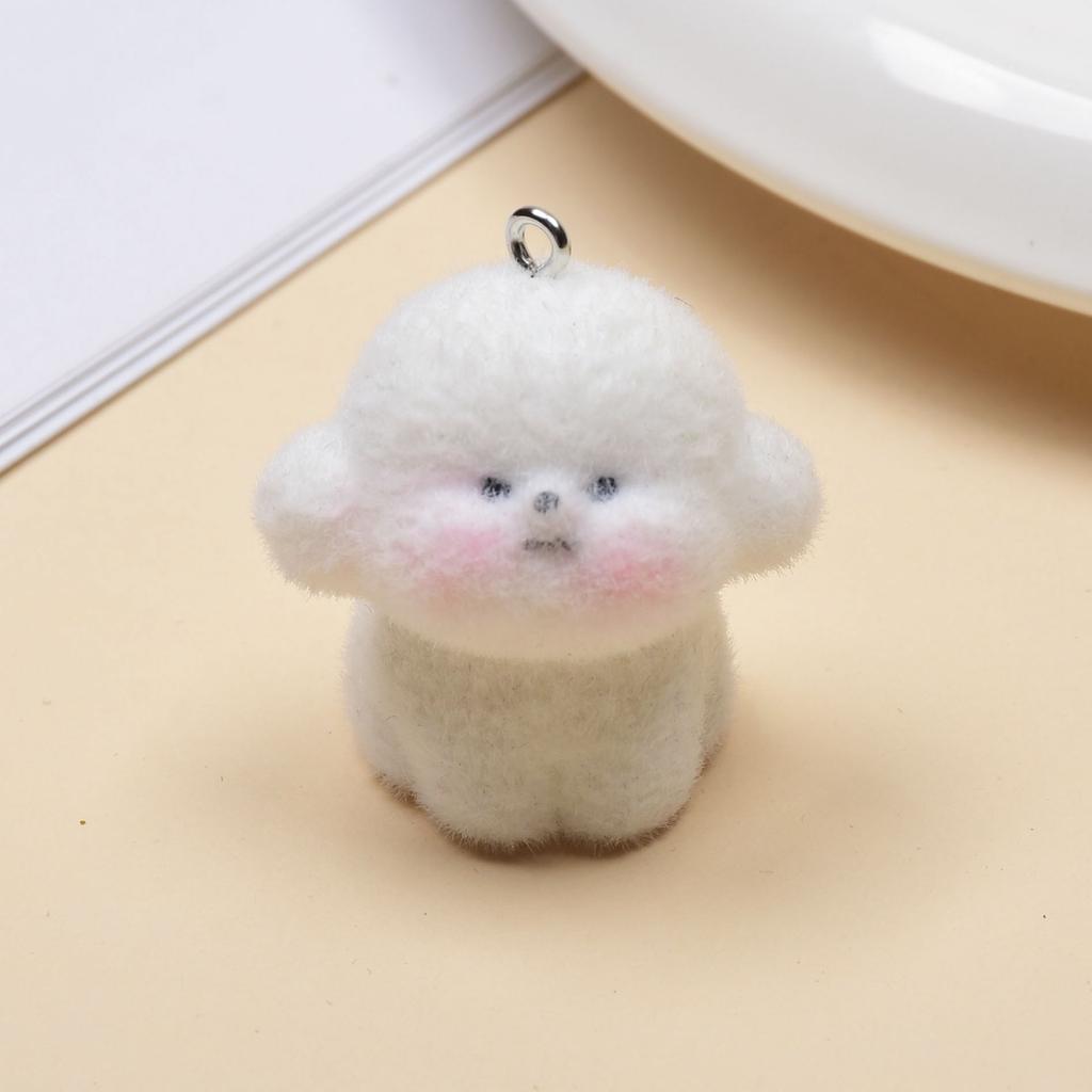 Resin Flocking Cute Three-dimensional Cat Keychain Pendant Car Key Chain Pendant Bag Pendant