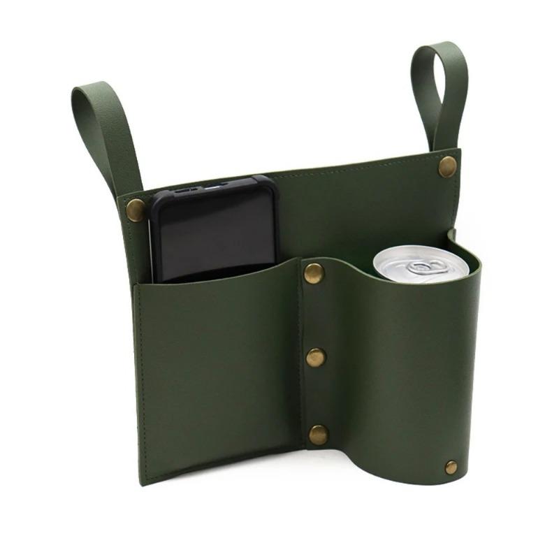 1PC Camping Chair Pocket Beach Chair Pouch with 2 Leather Pockets Wheelchair Side Bag for Bedside/Outdoor/Beach/Camping