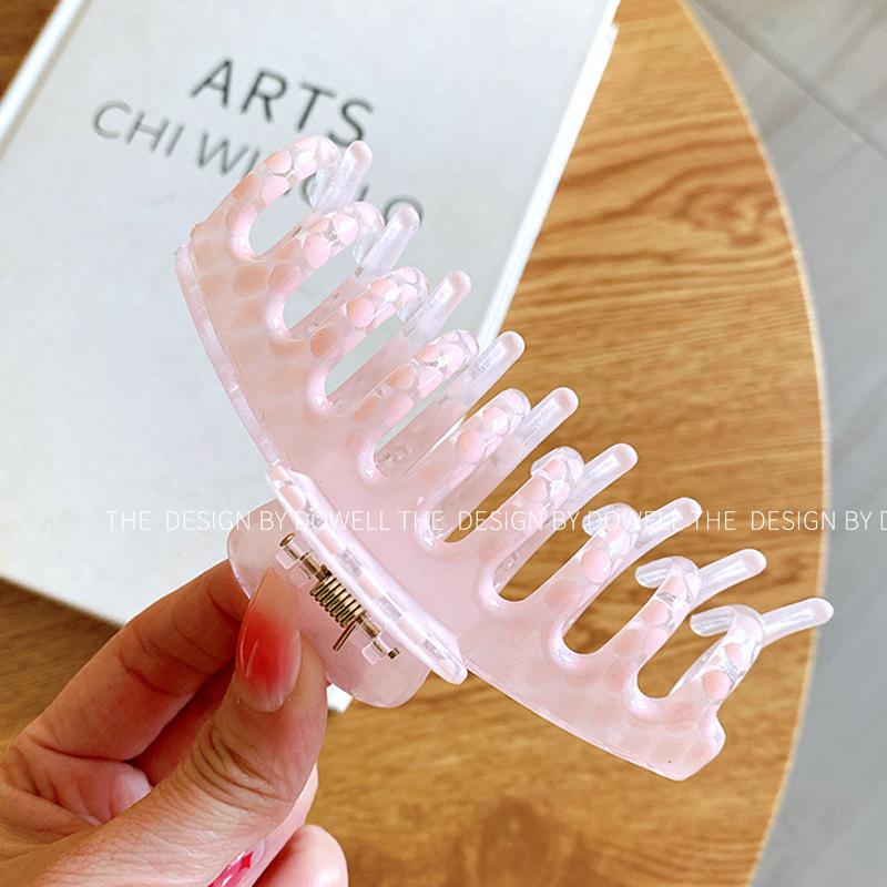 

Korean Polka Glamorous Dot Square Hair Claw Clip For Fashionable Womens Hair Styling Needs Ribs Pink