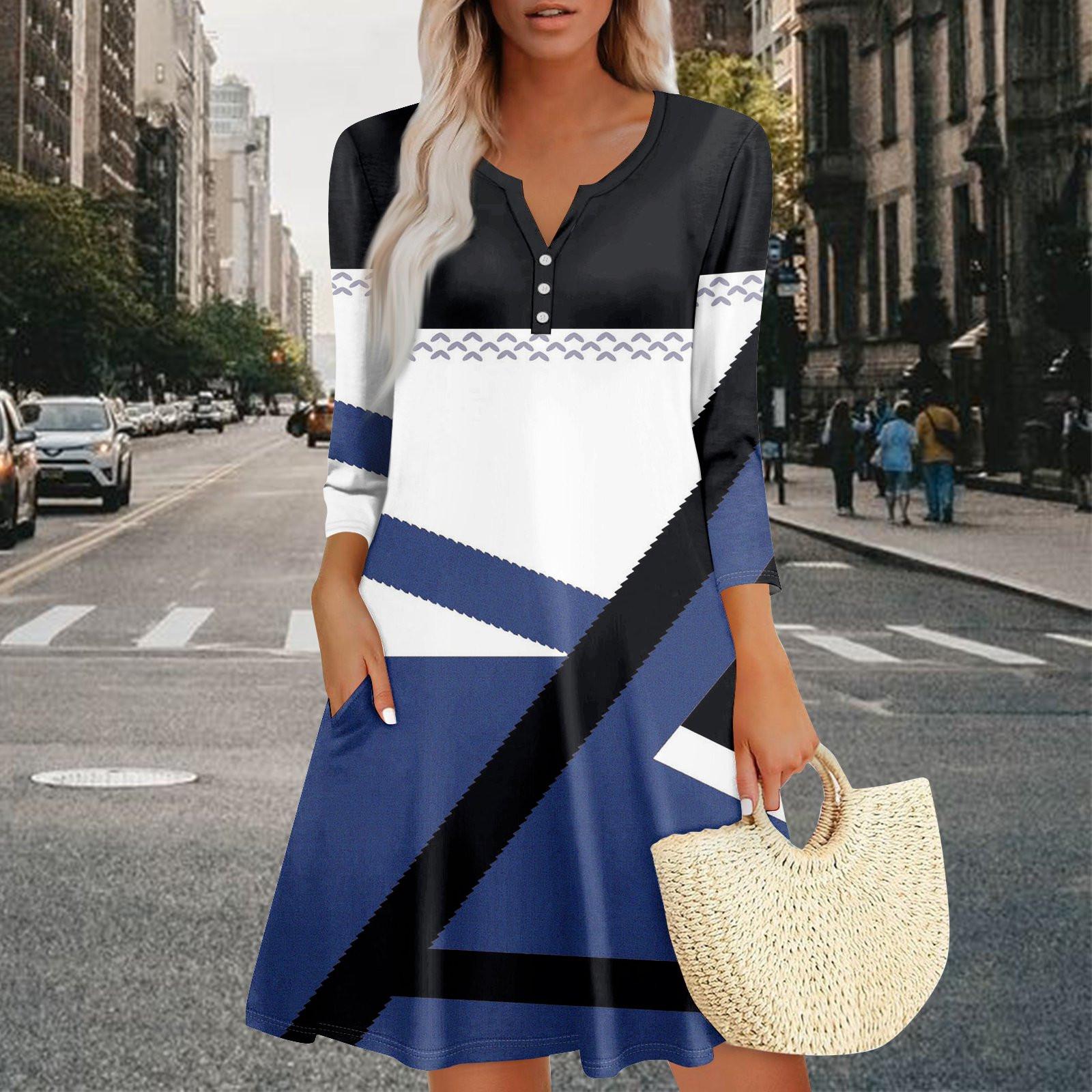 

Женское летнее платье, свободное платье с V-образным вырезом, рукавом три четверти и карманами XL арбуз красный