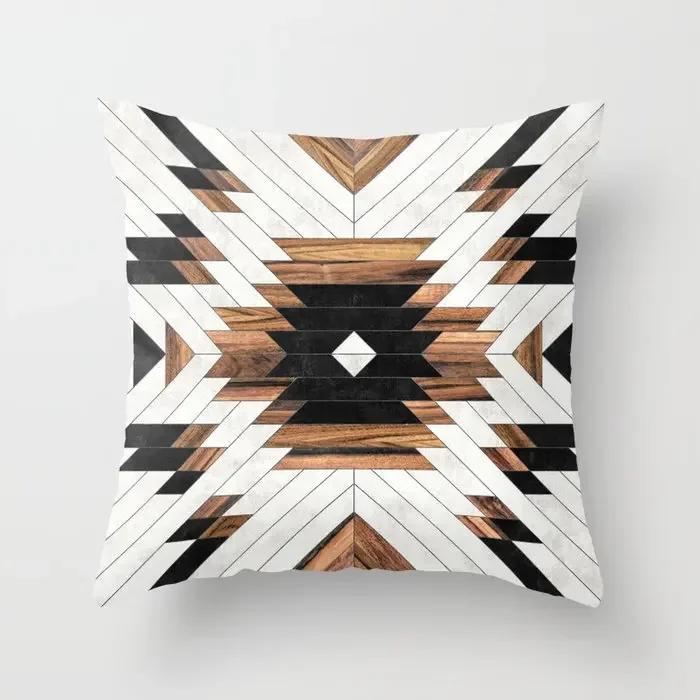Farmhouse Home Decor Sofa Pillow Creative Wood Grain Marble Pillowcase Fashion Geometric Cushion Cover 40x40cm  50x50
