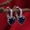 Royal Blue Zircon Oval Earrings Fashionable High-End Design Accessories for Banquets Personalized Simple Zircon