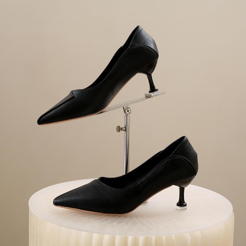 

Остроносые туфли-лодочки на низком каблуке женские знаменитости осень новая телесные универсальные с открытым верхом темпераментные профессиональные туфли на высоком каблуке 40