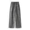 Women's Elastic Waist Plaid Wide-Leg Trousers - Spring/Summer 2026 Collection