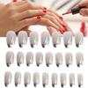 High-quality Peach Manicure Silver French False Nail Tips Wearable Nail Stickers Finished Nail Pieces 24 Pieces Ballet Nails S85
