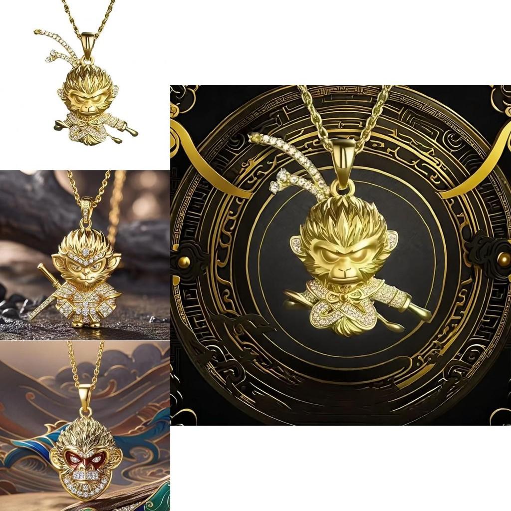 Elegant Black Wukong Qi Tian Da Sheng Necklace Crafted From High-quality Copper With Unique Design