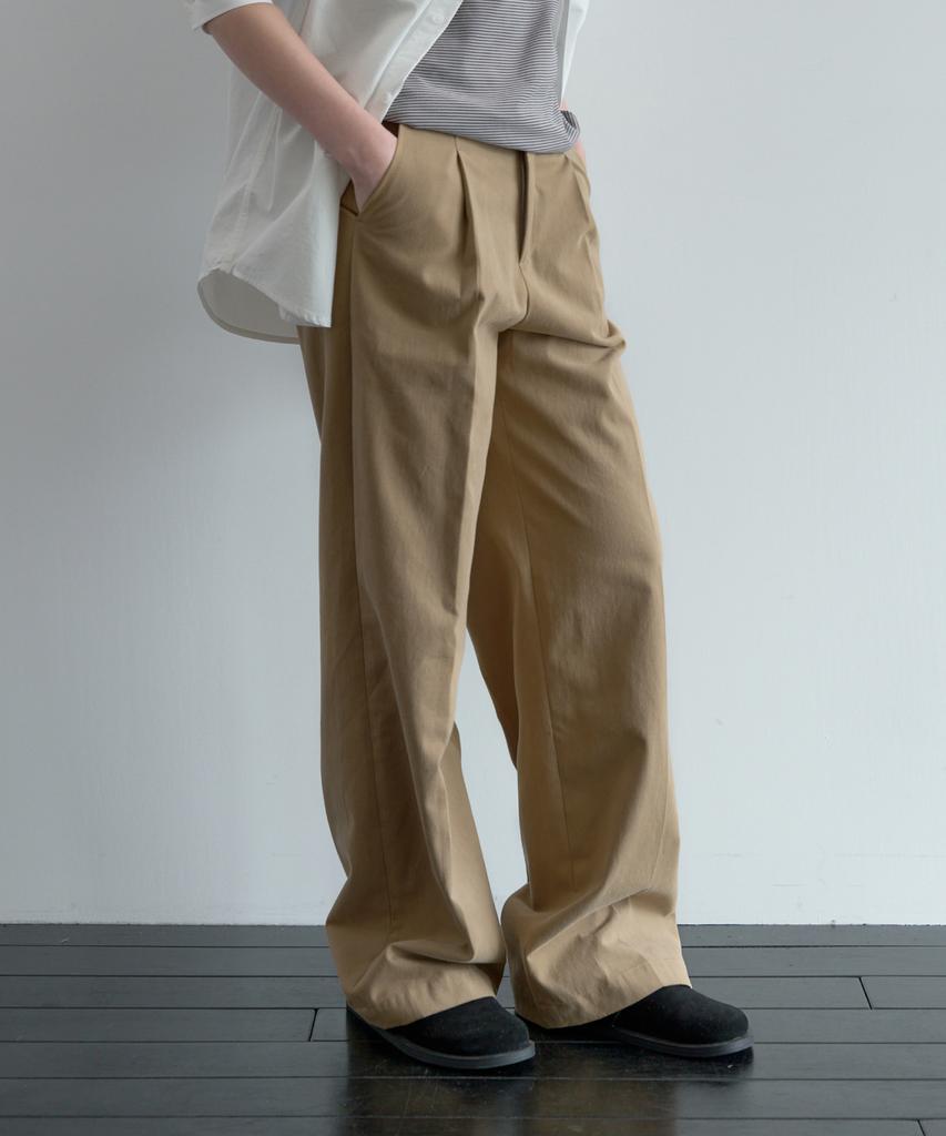 POSZER Cotton Pintuck Chino Pants (Beige)
