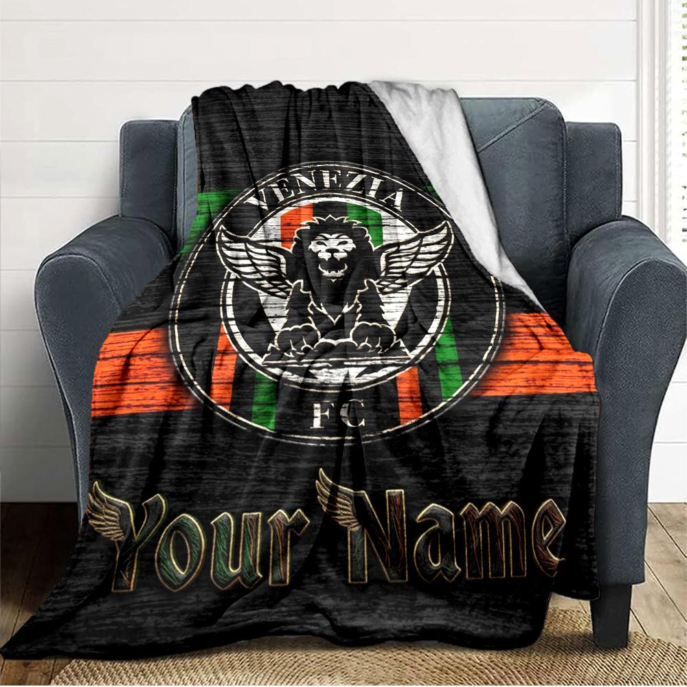 Name Custom Venezia FC Print Flannel Blanket High Quality Warm Comfortable Cover for All Seasons Perfect for Gifts Home Decor
