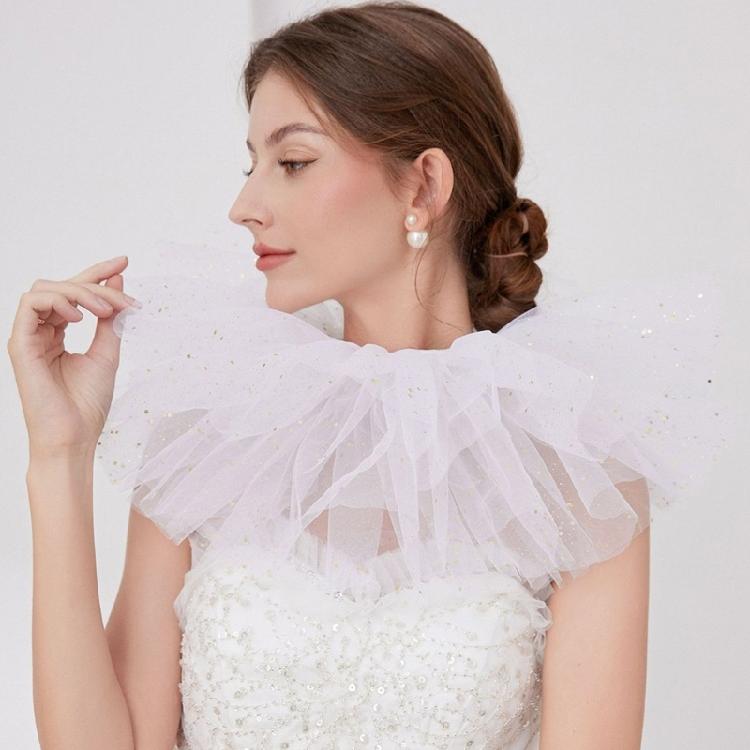 Multiuse Mesh Jabot Collar Vintage Victorian Costume Collar Cosplay Accessory Decorative Collar for Stage Performers