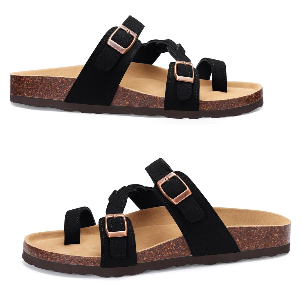 Fashion Smile 2025 New Leather Clogs Women Suede Clogs Soft Leather Mules Cork Clog Antislip Slippers Women's Mules House Sandals Buckle