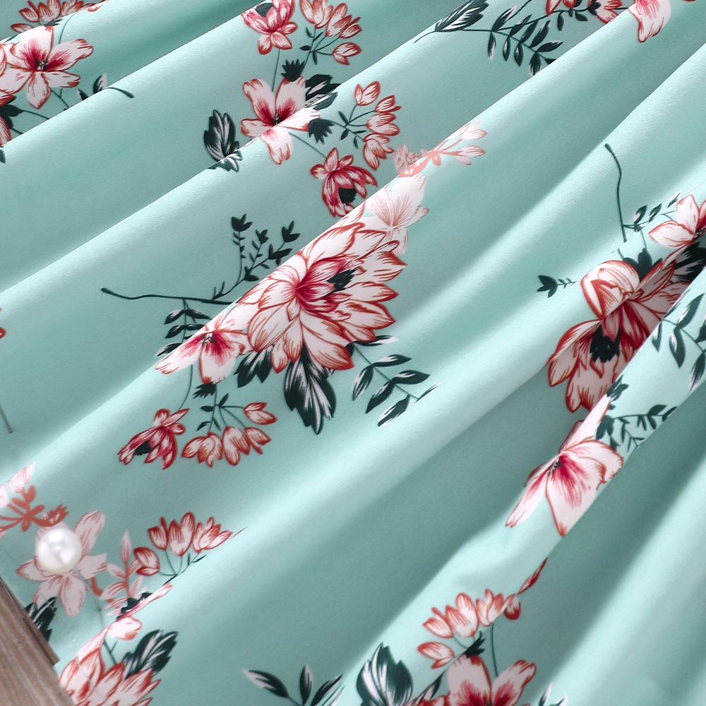 Nové letní šaty pro dívky Nafouknuté rukávy Květinové šaty s páskem Dětské oblečení pro 5-12 let