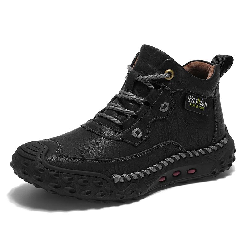 

Ручна прошивка Шкіряні Чоловічі Чоботи Спілкова Шкіра Повсякденне Шкіряне Взуття Чоловічі Черевики до Щиколотки 48 чорний