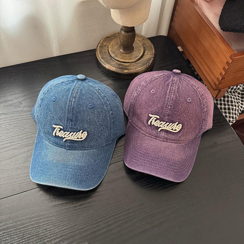 Early Spring Retro Korean Version Letter Embroidery Washing Baseball Hat Men Versatile Casual Japanese Baseball Cap Women